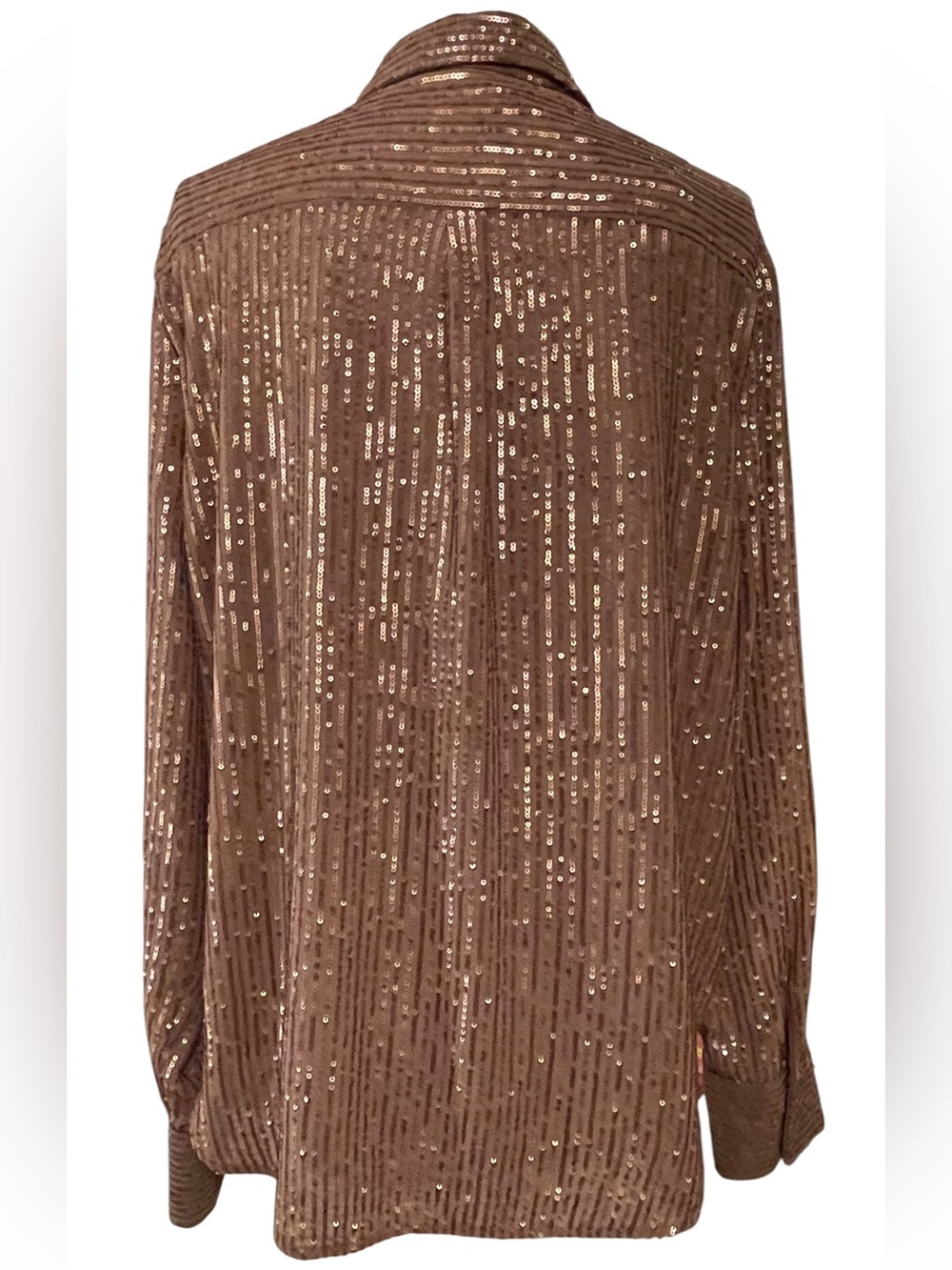 ❤️ NWT! Anthropologie The Remie Bronze Sequin Button Down Blouse XL - Picture 8 of 13
